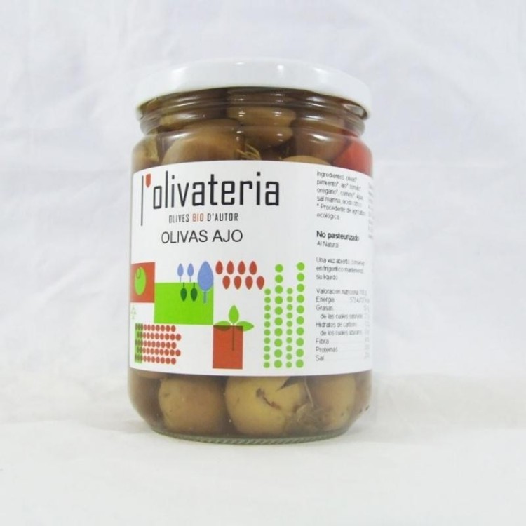 Aceitunas al ajo ecologicas PNE 225g.