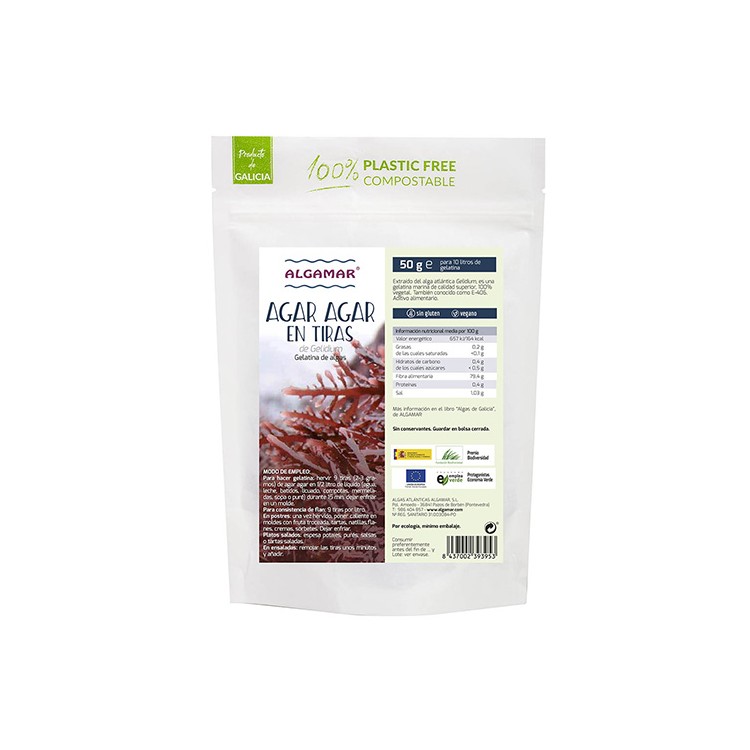 Agar agar en tiras ecologico Algamar 50g.
