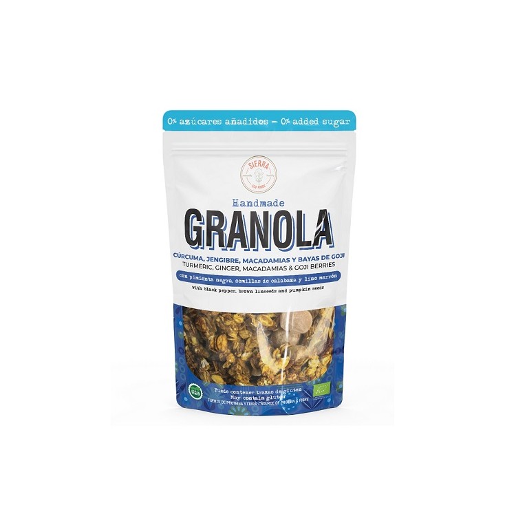 Granola de curcuma, jengibre, macadamias eco 300g.