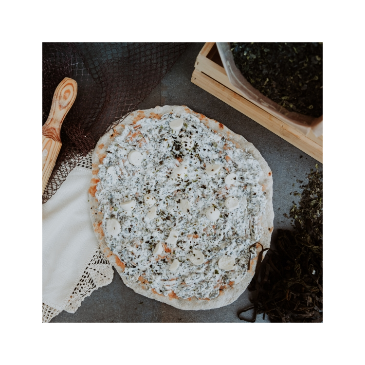 Pizza vegetariana cuatro algas eco Galuriña 365g.