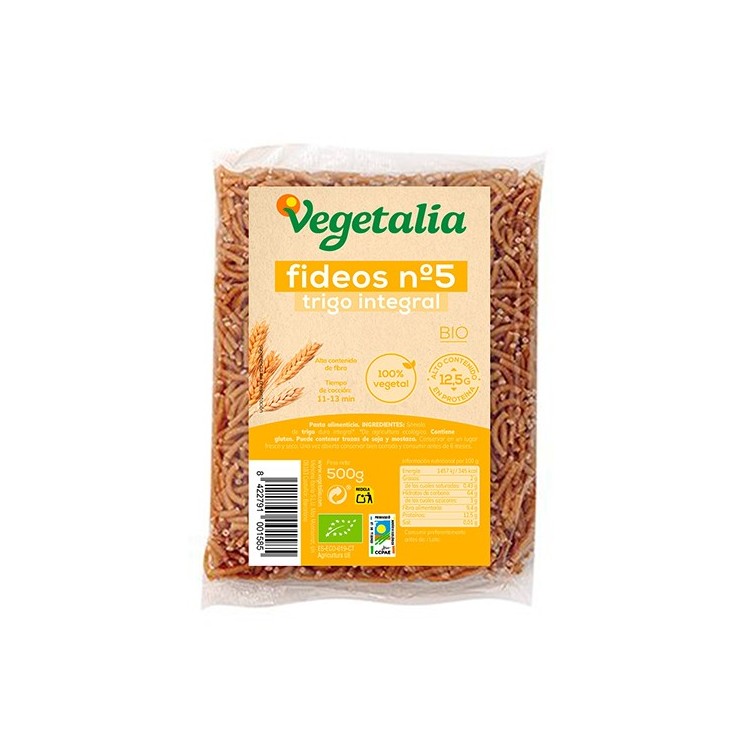 Fideo de trigo integral nº5 eco 500g. Vegetalia
