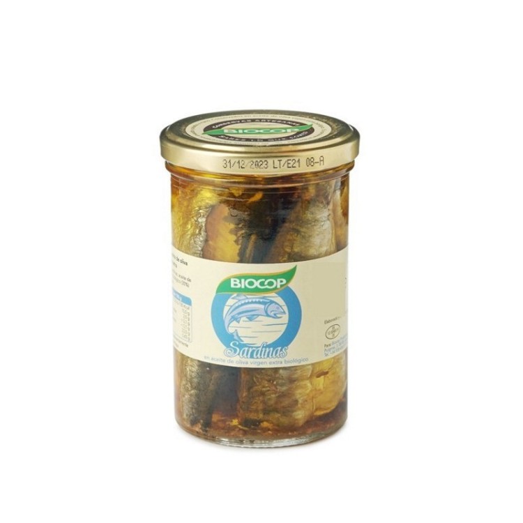Sardinas en AOVE ecologico Bote 195g. Biocop